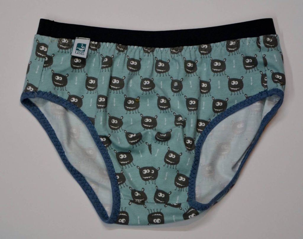 Bunte Kinderunterhose mit lustigem Tiermuster und elastischem Bund in sanften Farben.